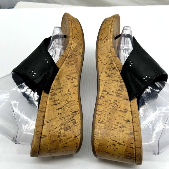 Vionic Womens Anitra Black Leather Wedge Thong Cork Sandals Flip Flops Size 11 - Picture 13 of 16